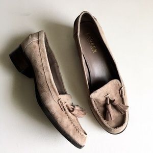 Lauren Ralph Lauren tassel brown suede loafers